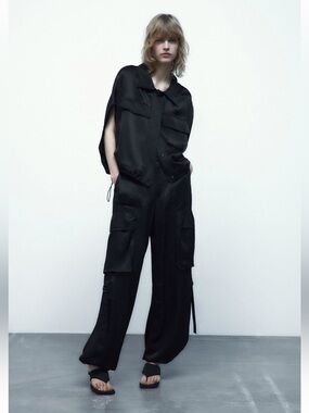 Zara Satin Cargo Top